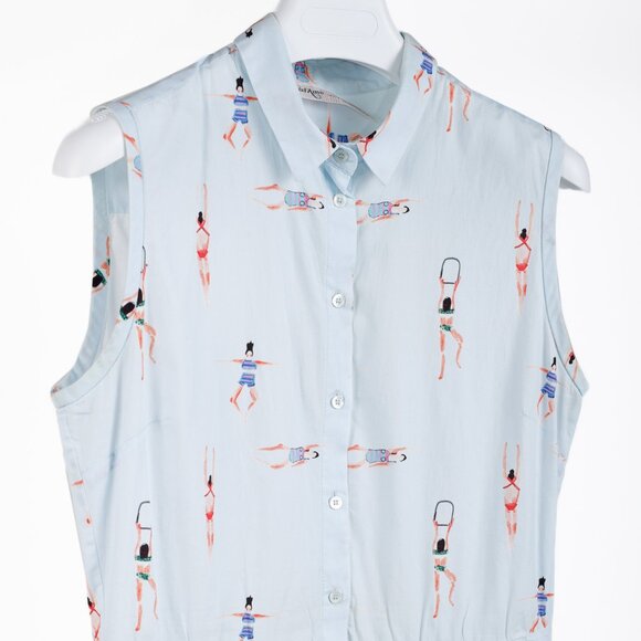 Ottod’Ame Swimmers Blue Sleeveless Poplin Shirtdress - Picture 3 of 11